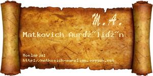 Matkovich Aurélián névjegykártya